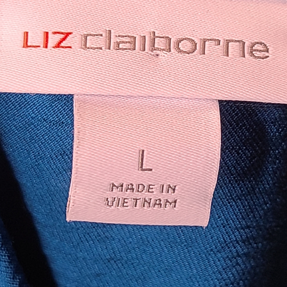 25-2-344 Liz Claiborne Aqua/teal  Sleeveles Pullover with Collar Size L NWOT